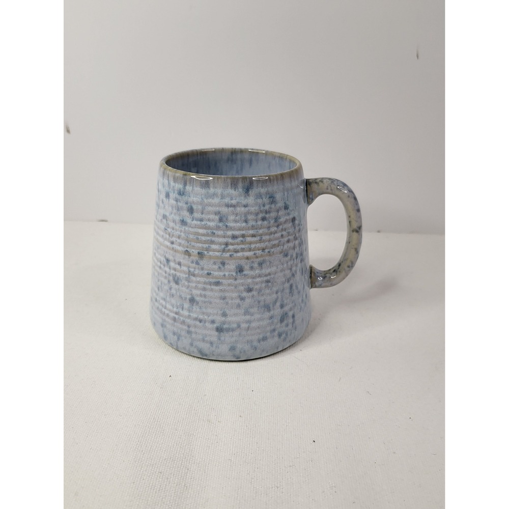 Barcela Portugal Blue White Speckled Ribbed Stoneware Coffee Mug 4.5in